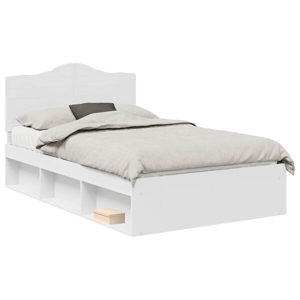 vidaXL Bedframe met hoofdeinde Wit 120 x 200 cm Massief grenenhout
