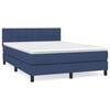 vidaXL Boxspring met matras stof blauw 140x190 cm