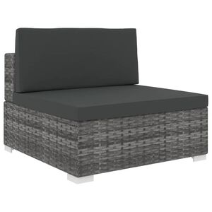 vidaXL Tuinstoel met kussen middensectie poly rattan grijs