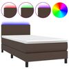 vidaXL Boxspring met matras en LED kunstleer bruin 90x200 cm
