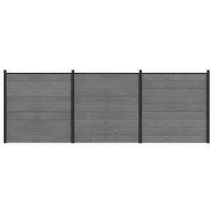 vidaXL Hek set 526 x 186 cm WPC en Aluminium Grijs