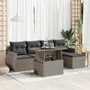 vidaXL 6-delige Loungeset met kussens poly rattan grijs
