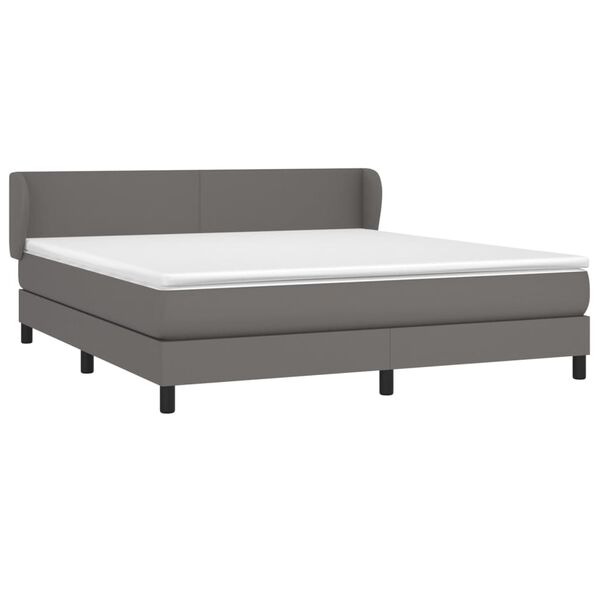vidaXL Boxspring met matras kunstleer grijs 180x200 cm