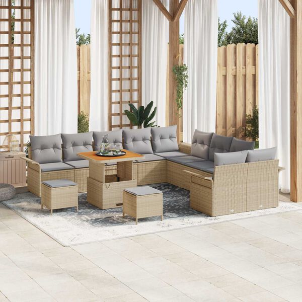 vidaXL Tuin Sofa Set 13 pcs Beige poly rattan