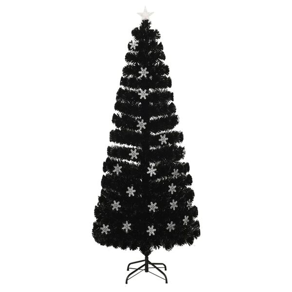 vidaXL Kerstboom met LED-sneeuwvlokken 240 cm glasvezel zwart