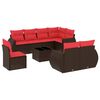 vidaXL 9-delige tuinbankset met kussens, bruin polyrotan