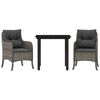 vidaXL 3-delige Tuinset met kussens poly rattan grijs