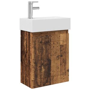 vidaXL Badkamermeubel met kraan Oud hout 45,5 x 22,5 x 84 cm