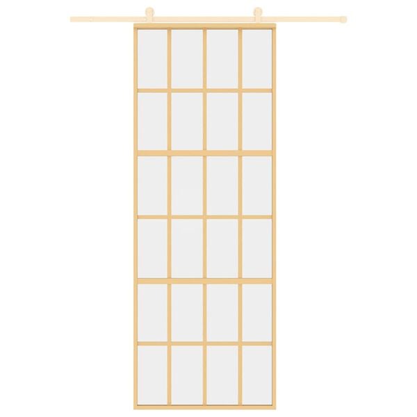 vidaXL Schuifdeur 76x205 cm helder ESG-glas en aluminium goudkleurig