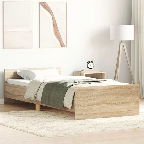 vidaXL Bedframe zonder matras hout sonoma eikenkleurig 75x190 cm