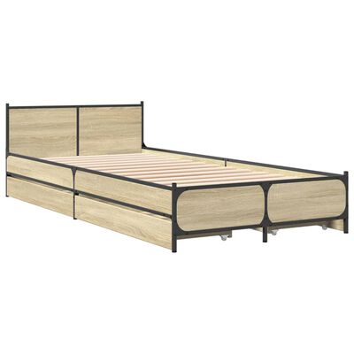 vidaXL Bedframe met lades bewerkt hout sonoma eikenkleurig 100x200 cm