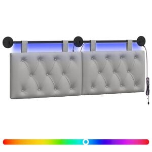 vidaXL Hangend hoofdbord Met LED-verlichting Wolkengrijs Stof