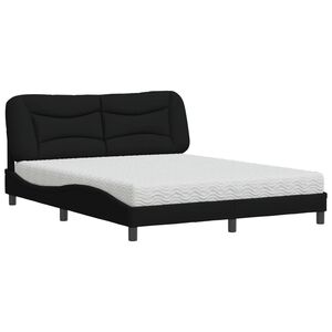 vidaXL Bed met matras "Hvar" stof zwart 160x200 cm