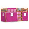 vidaXL Stapelbed met gordijnen 80x200 cm grenenhout roze