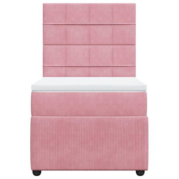 vidaXL Boxspring met matras fluweel roze 80x200 cm