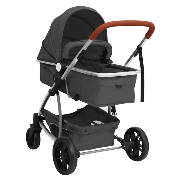 vidaXL Kinderwagen 2-in-1 aluminium donkergrijs