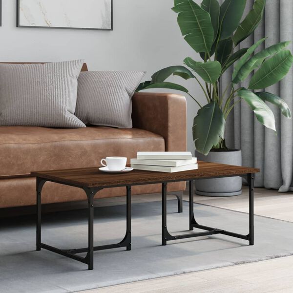 vidaXL Salontafel 90x50x35 cm bewerkt hout bruin eikenkleur