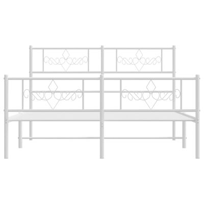 vidaXL Bedframe met hoofd- en voeteneinde metaal wit 150x200 cm