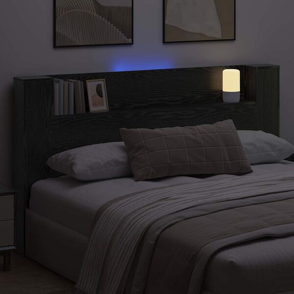 vidaXL Hoofdbord Zwart Eiken 180 x 17 x 104,5 cm Bewerkt hout