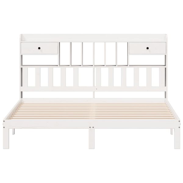 vidaXL Bed met boekenkast zonder matras grenenhout wit 180x200 cm