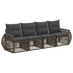 vidaXL Tuinbankenset 4 pcs Grijs en Donkergrijs poly rattan