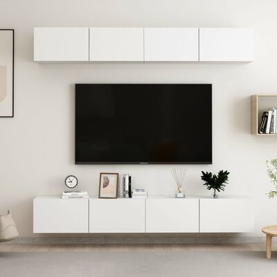 vidaXL Tv-meubelen 4 st 100x30x30 cm bewerkt hout wit
