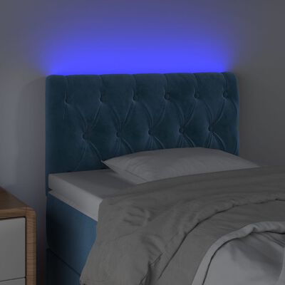 vidaXL Hoofdbord LED 80x7x78/88 cm fluweel donkerblauw