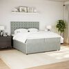 vidaXL Boxspring met matras fluweel lichtgrijs 200x200 cm
