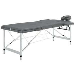 vidaXL Massagetafel met 3 zones 186x68 cm aluminium frame antraciet