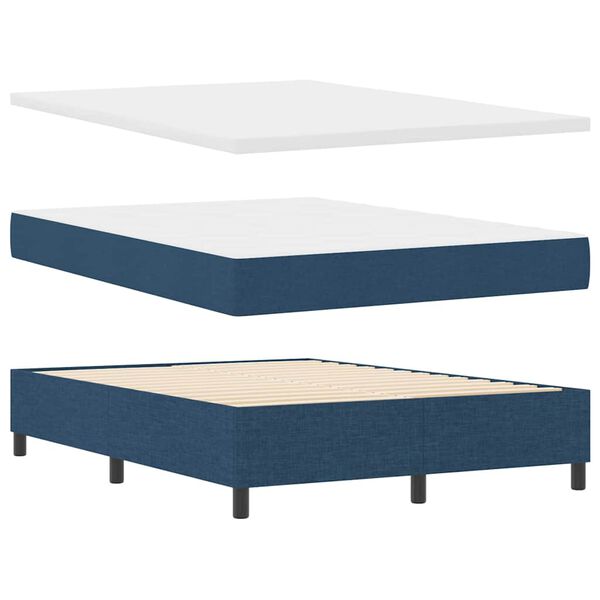 vidaXL Boxspringbed met matras met hoofdeinde Blauw 160 x 200 cm Stof