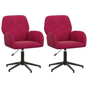 vidaXL Draaiende Bureaustoelen 2 st 54 x 55 x 90 cm Wijnrood fluweel