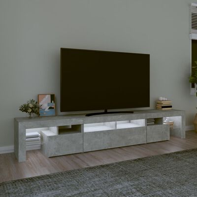 vidaXL Tv-meubel met LED-verlichting 230x36,5x40 cm betongrijs