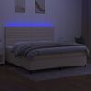 vidaXL Boxspring met matras en LED stof cr&egrave;mekleurig 200x200 cm