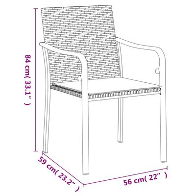 vidaXL 9-delige Tuinset met kussens poly rattan en staal