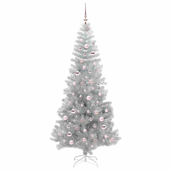 vidaXL Kerstboom met 300 LED met standaard Zilver 210 cm PET