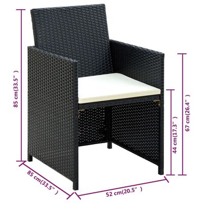 vidaXL 4-delige Loungeset met kussens poly rattan zwart