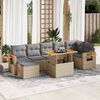 vidaXL 8-delige Loungeset met kussens poly rattan acacia beige