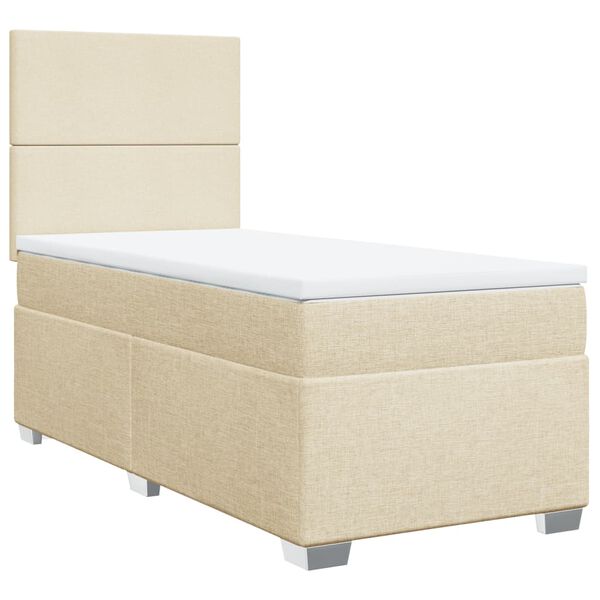 vidaXL Boxspring met matras stof crèmekleurig 100x200 cm
