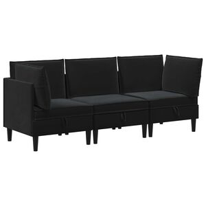 vidaXL Woonkamer Meubelset 3 st Zwart Fluweel