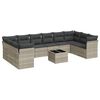 vidaXL 11-delige Loungeset met kussens poly rattan lichtgrijs