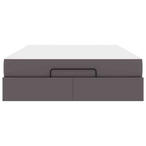 vidaXL Bedframe met matras met matras 2 pcs Grijs PVC