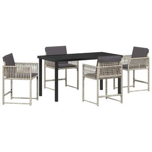 vidaXL Tuin eettafelset 5 st Lichtgrijs poly rattan