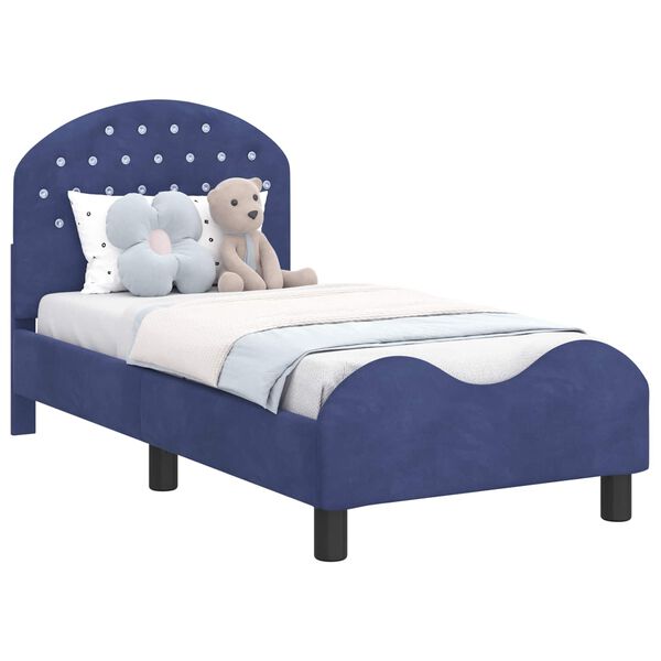 vidaXL Peuterbedframe met hoofdbord Politieblauw 70 x 140 cm Fluweel
