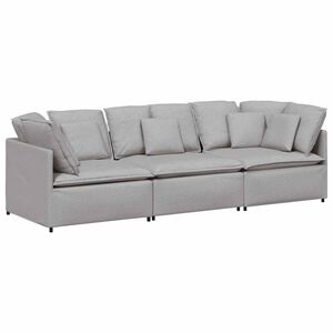 vidaXL Modulaire bank met kussens stof wolk grijs