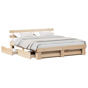 vidaXL Bedframe met lade Bruin 200 x 200 cm Massief grenenhout