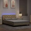 vidaXL Bedframe met LED zonder matras 140x190 cm stof cr&egrave;me