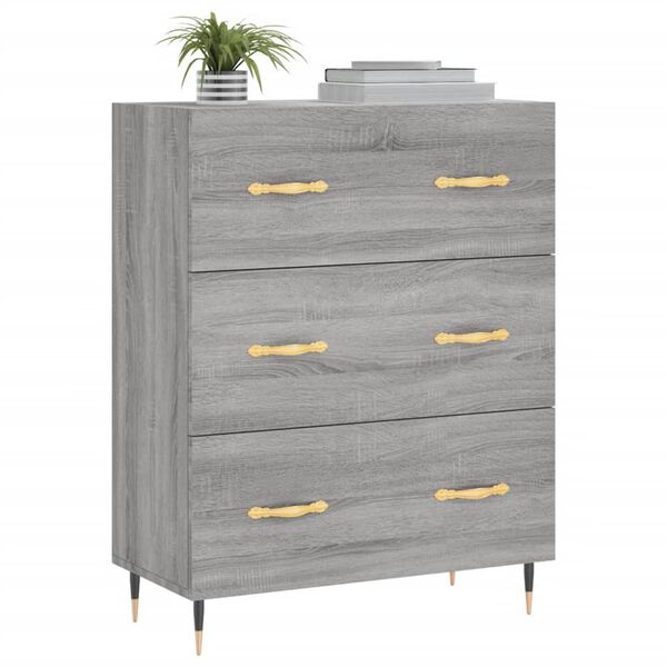 vidaXL Dressoir 69,5x34x90 cm bewerkt hout grijs sonoma eikenkleurig