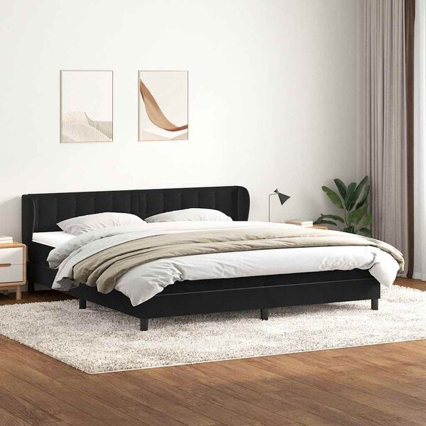 vidaXL Boxspringbed met matrassen 180x220 cm fluweel zwart