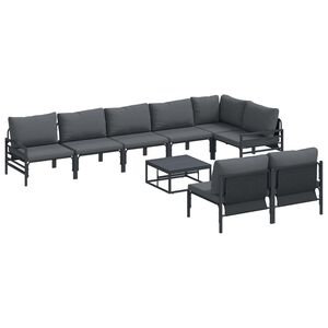 vidaXL Tuin Sofa Set met kussen Antraciet Staal