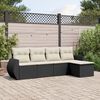 vidaXL 5-delige Loungeset met kussens poly rattan zwart